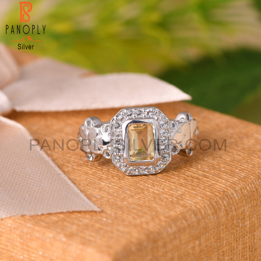 Citrine And White Topaz 925 Sterling Silver Ring