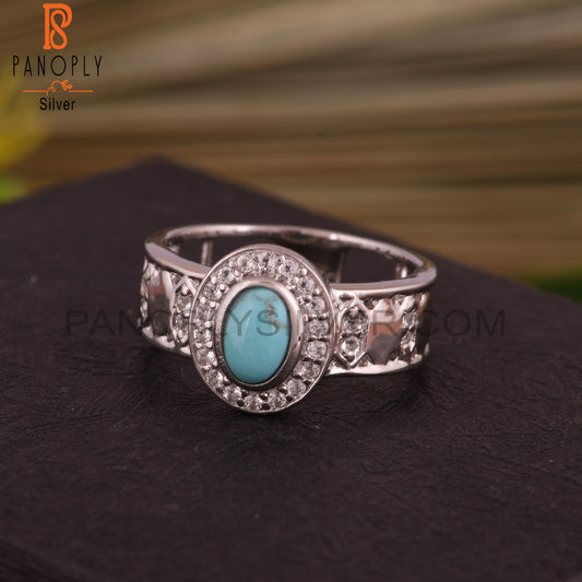 Arizona Turquoise, White Topaz 925 Sterling Silver Ring