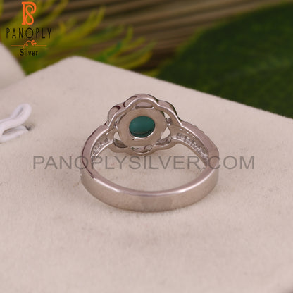 Arizona Turquoise, White Topaz Flower 925 Sterling Silver Ring