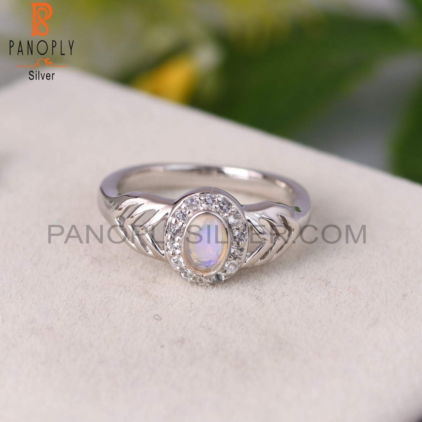 Ethiopian Opal & White Topaz 925 Sterling Silver Ring Women