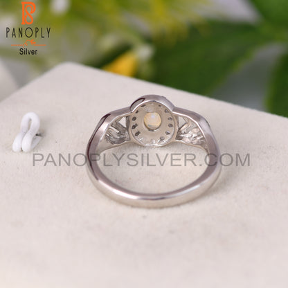Ethiopian Opal & White Topaz 925 Sterling Silver Ring Women