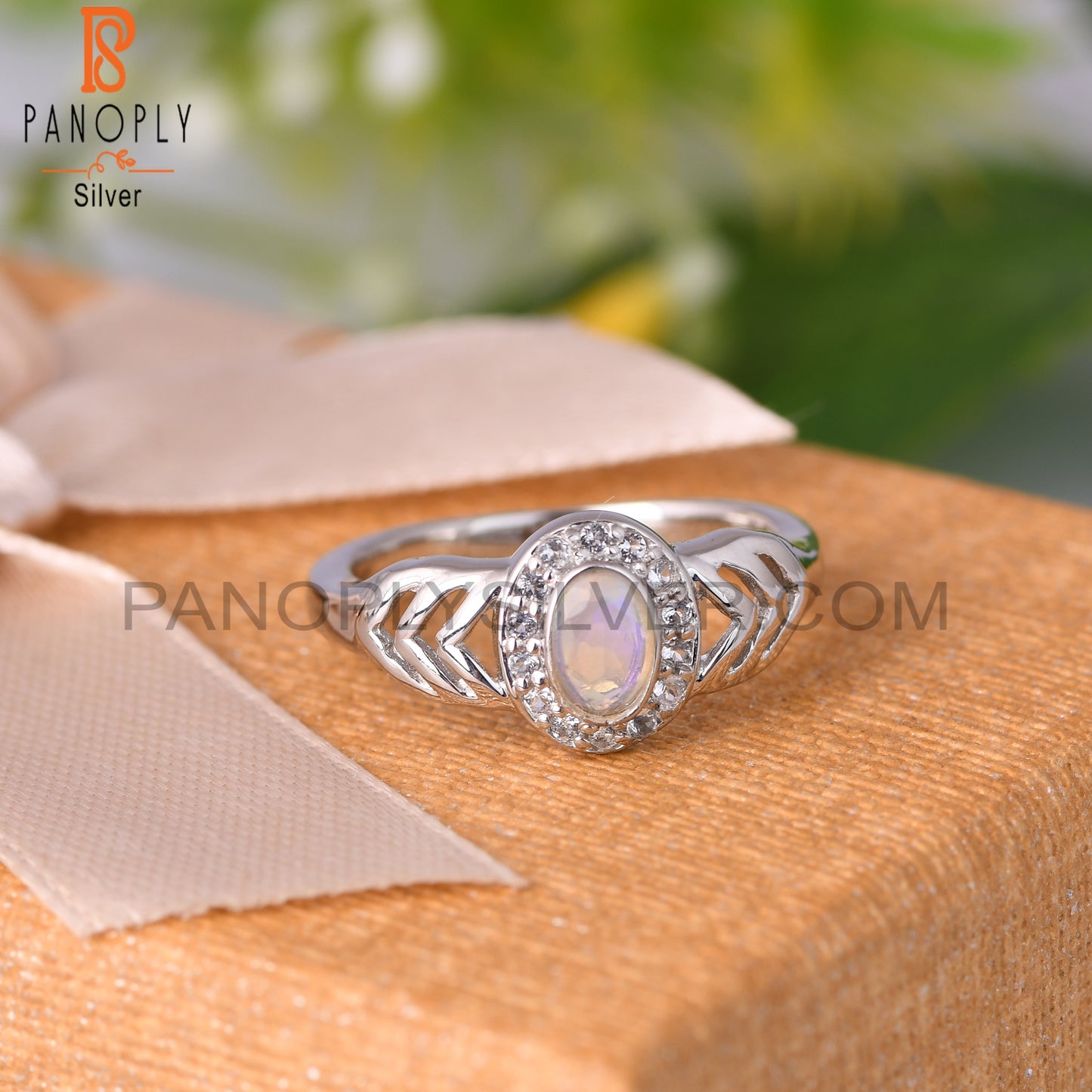 Ethiopian Opal & White Topaz 925 Sterling Silver Ring Women