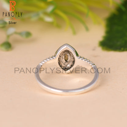 Citrine Cut & White Topaz Marquise 925 Silver Ring