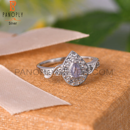 White Topaz & Tanzanite 925 Sterling Silver Ring