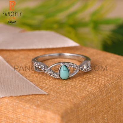 Arizona Turquoise & White Topaz S 925 Twist  Ring