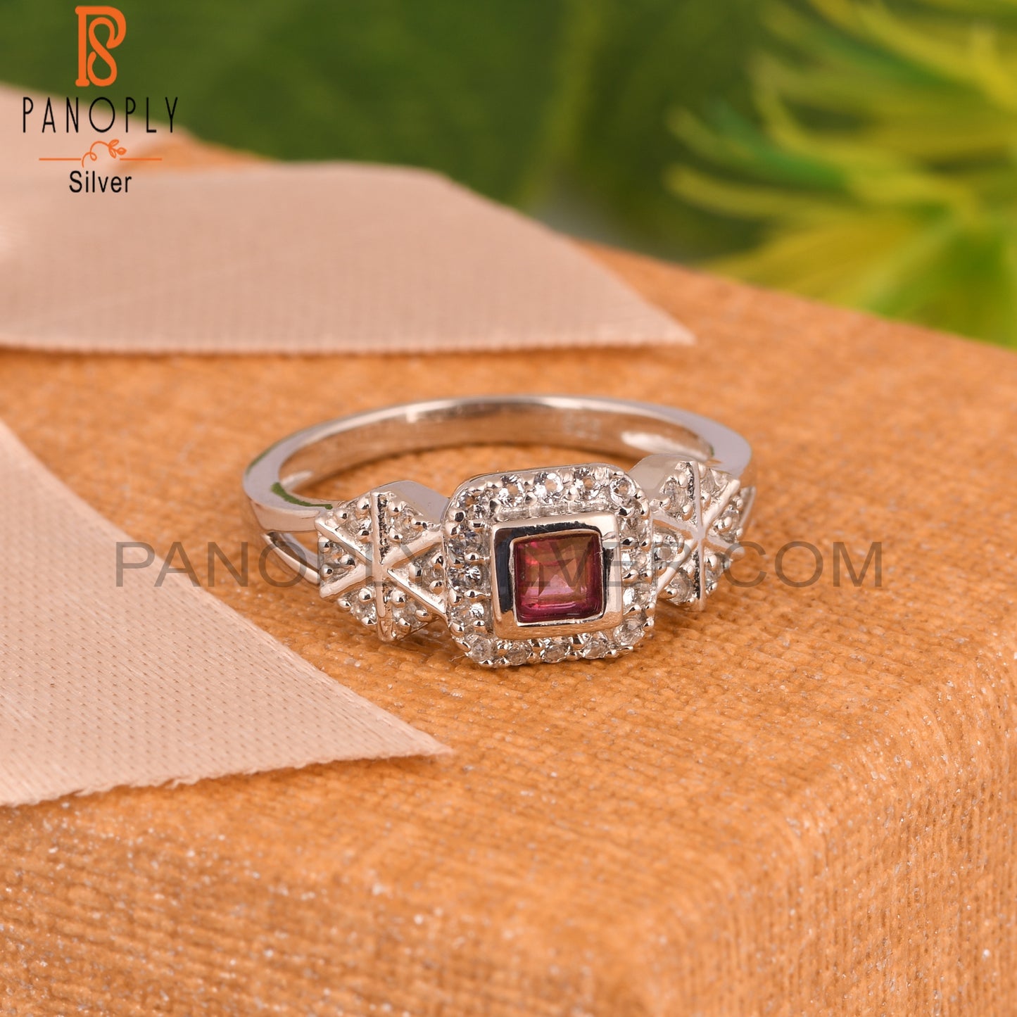 Pink Topaz & White Topaz 925 Sterling Silver Ring