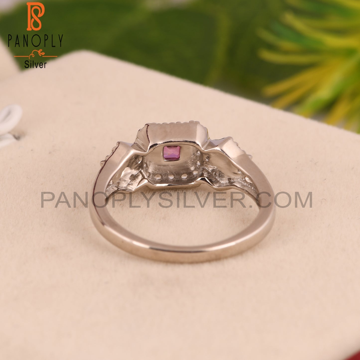 Pink Topaz & White Topaz 925 Sterling Silver Ring