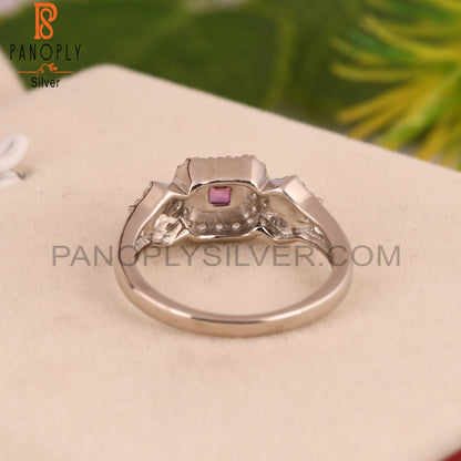 Pink Topaz & White Topaz 925 Sterling Silver Ring