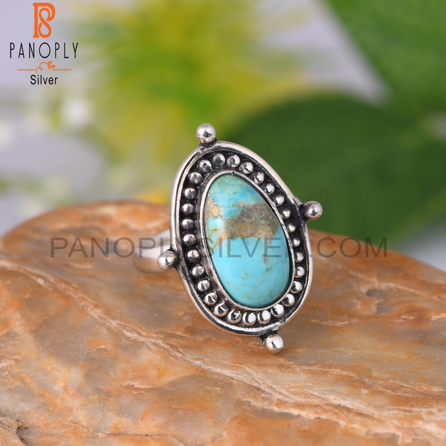 Kingsman Turquoise Oval Shape Sterling Silver Ring
