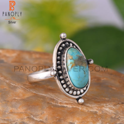 Kingsman Turquoise Oval Shape Sterling Silver Ring