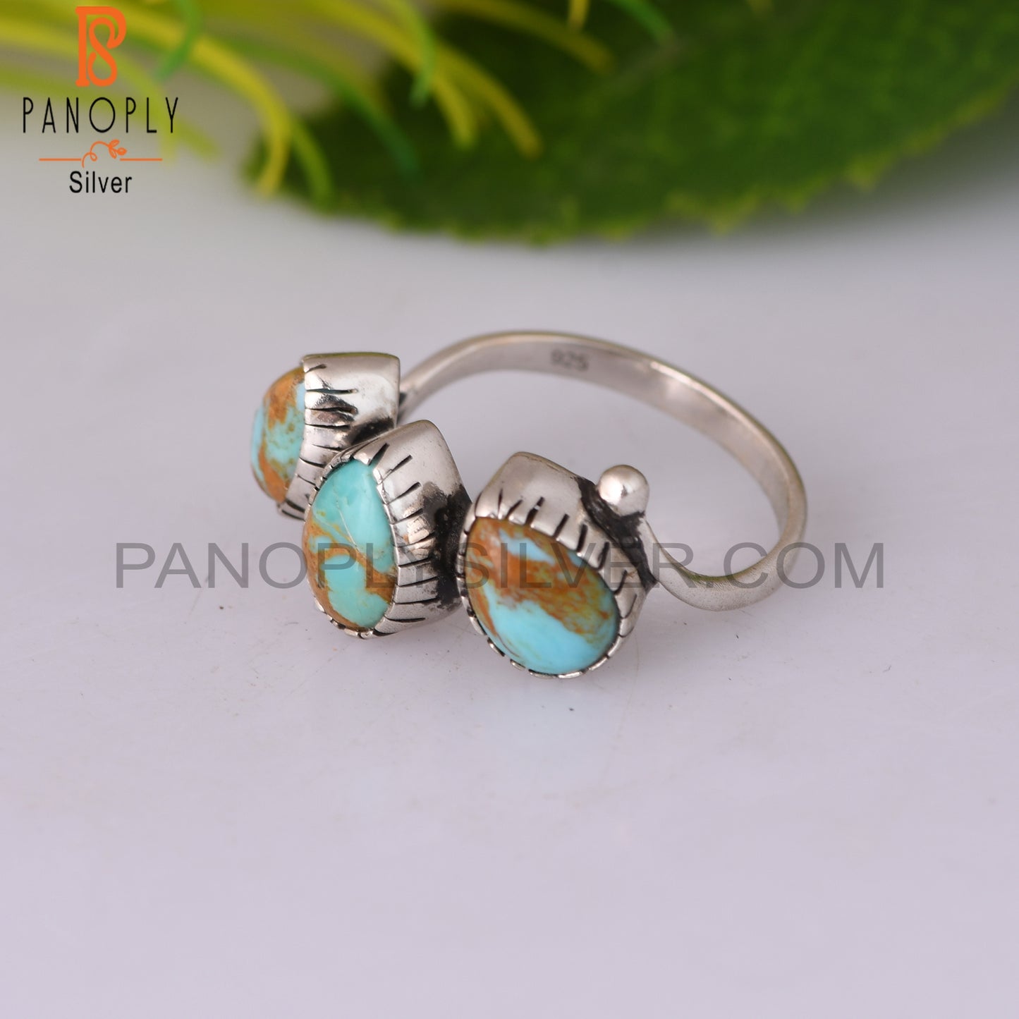 Kingman Turquoise Pear Sterling Silver Ring