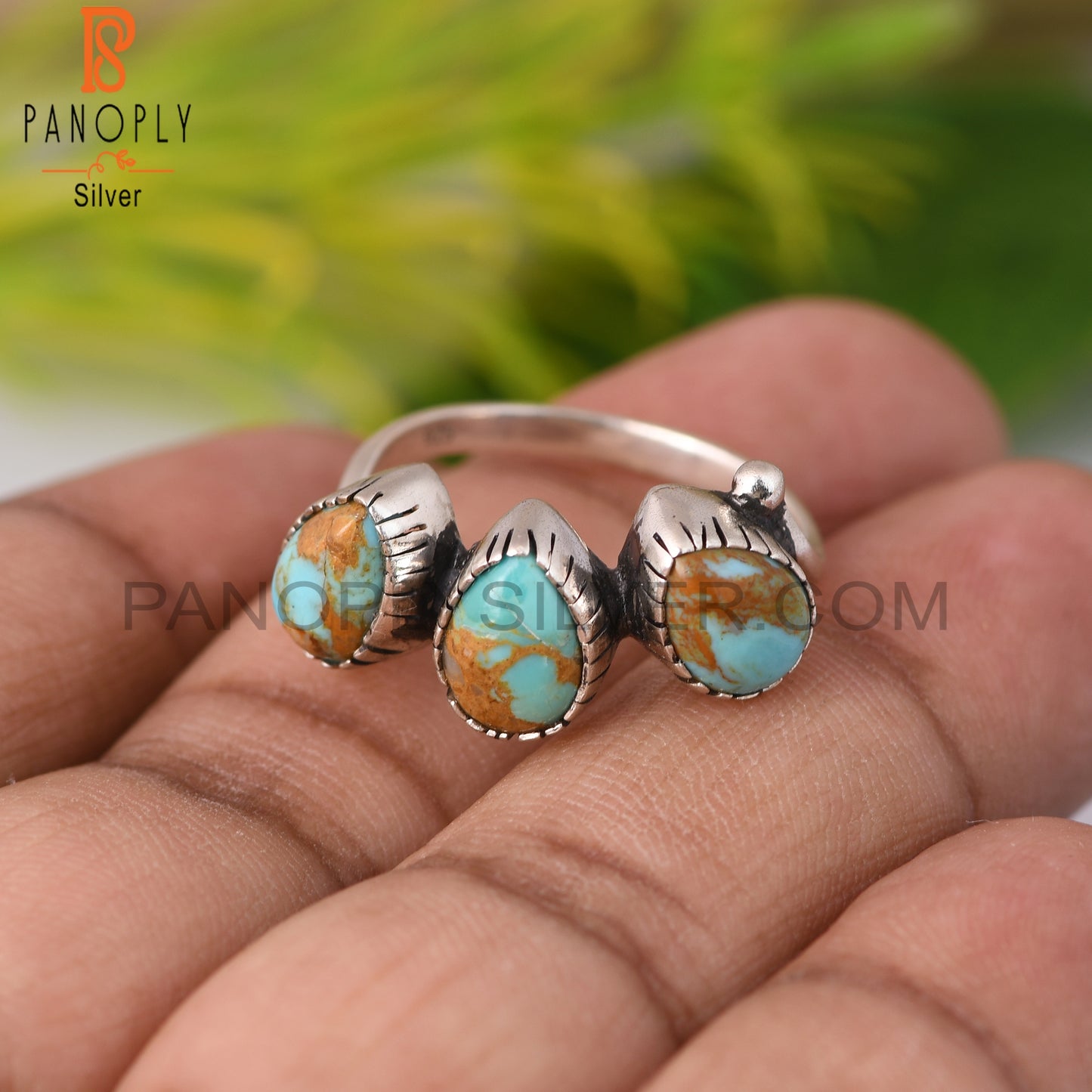 Kingman Turquoise Pear Sterling Silver Ring