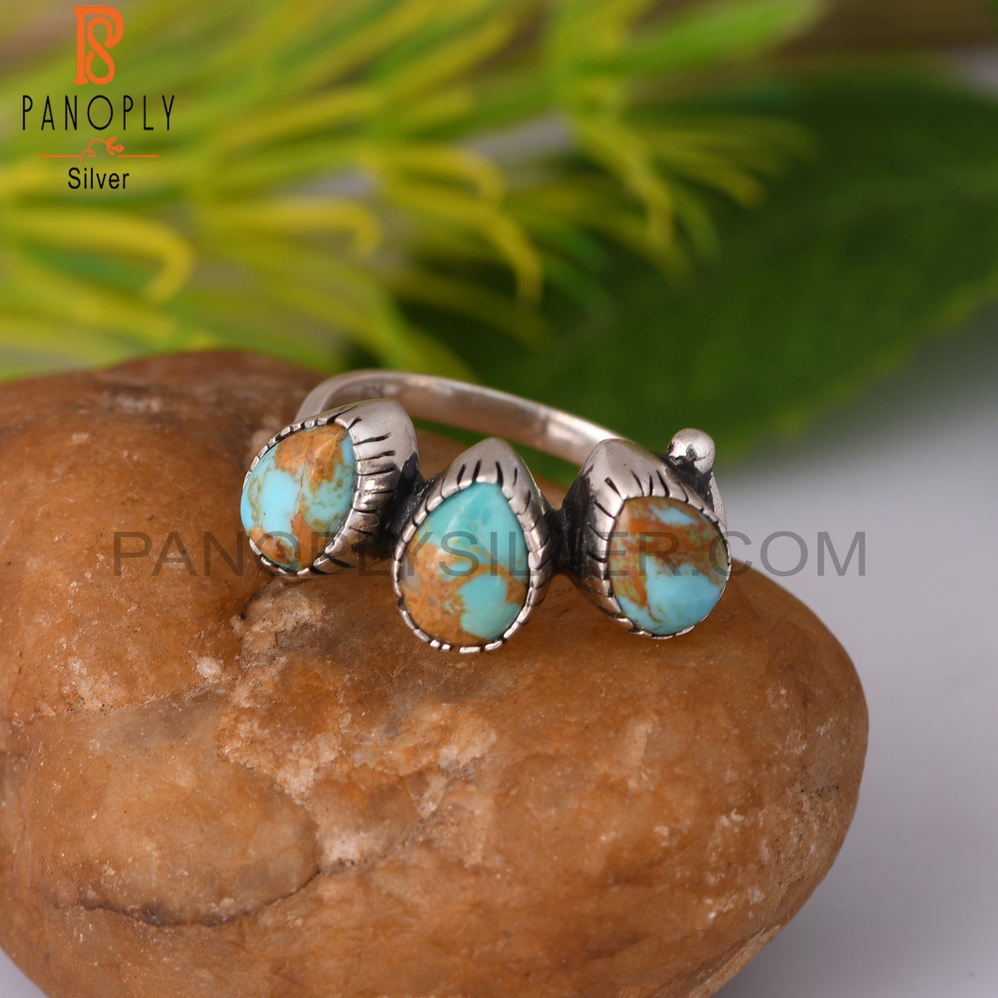 Kingman Turquoise Pear Sterling Silver Ring