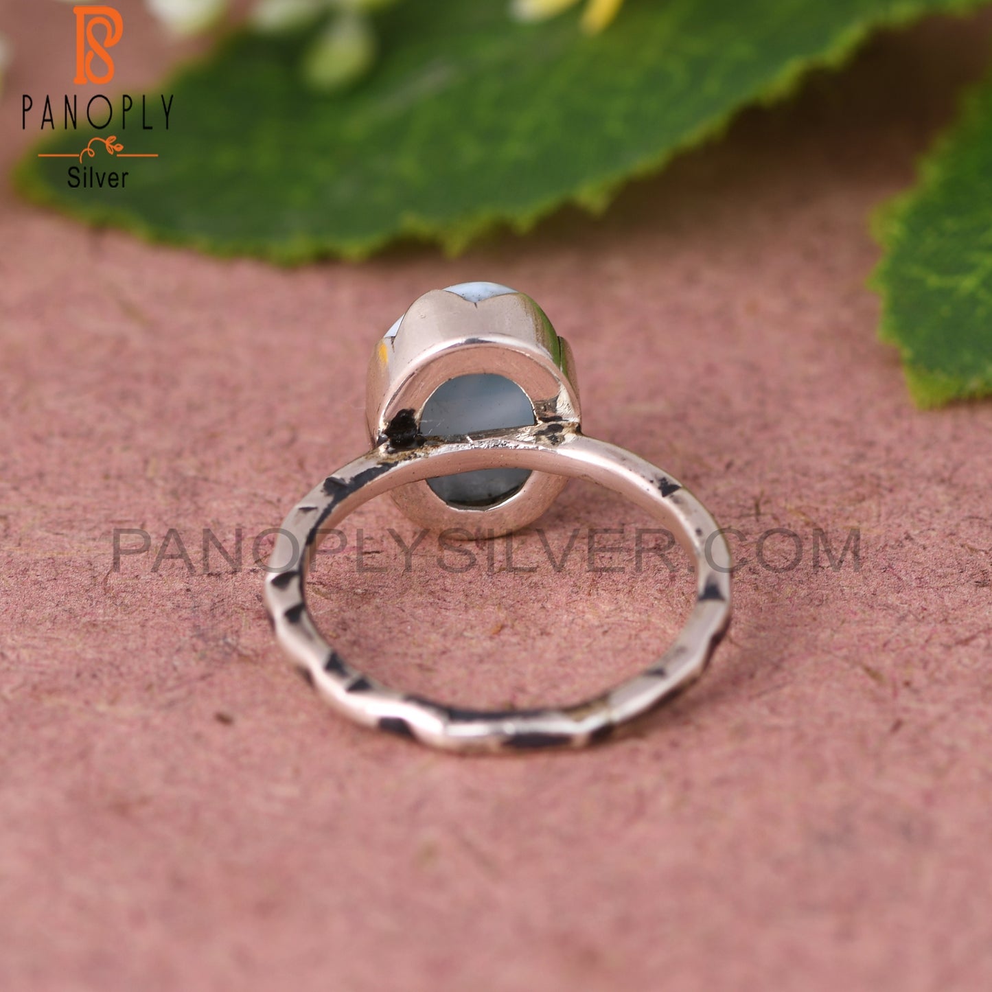 Larimar Oval 925 Sterling Silver Prong Set Ring