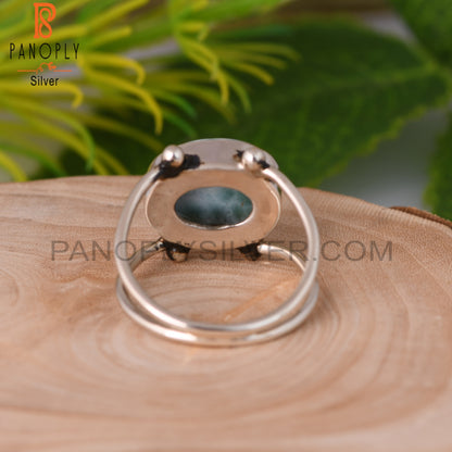 Larimar Round Shape 925 Sterling Silver Ring