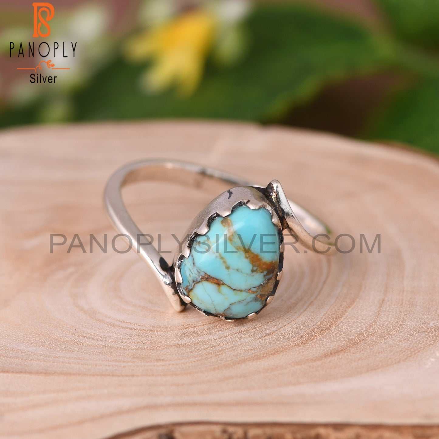 Kingman Turquoise Oval Shape Sterling Silver Ring