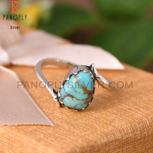 Kingman Turquoise Oval Shape Sterling Silver Ring