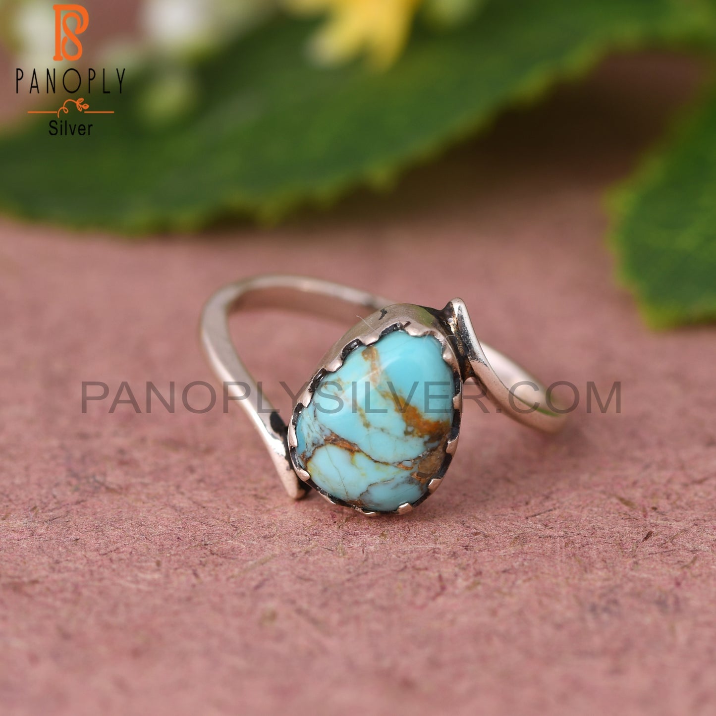 Kingman Turquoise Oval Shape Sterling Silver Ring
