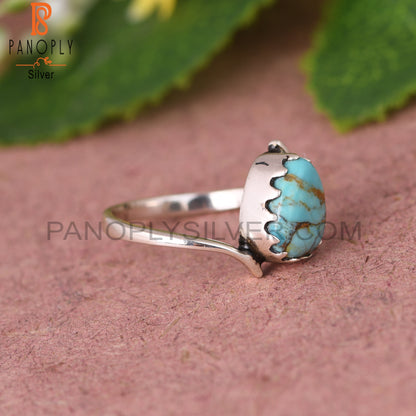 Kingman Turquoise Oval Shape Sterling Silver Ring