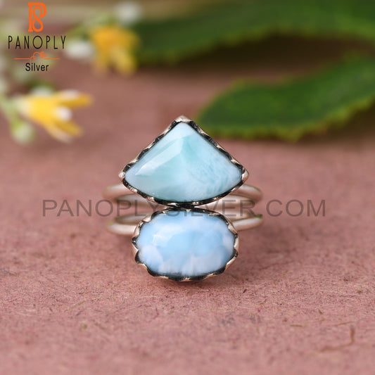 Blue Larimar 925 Sterling Silver Ring