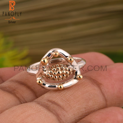 Triangle Ring 925 Sterling Silver With Small Brass Balls