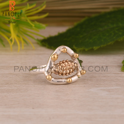 Triangle Ring 925 Sterling Silver With Small Brass Balls