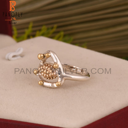 Triangle Ring 925 Sterling Silver With Small Brass Balls