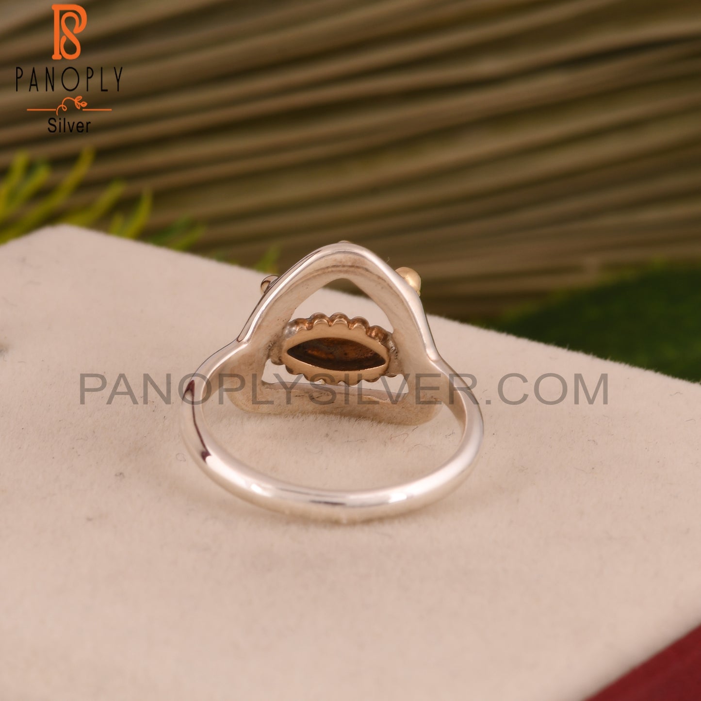 Triangle Ring 925 Sterling Silver With Small Brass Balls