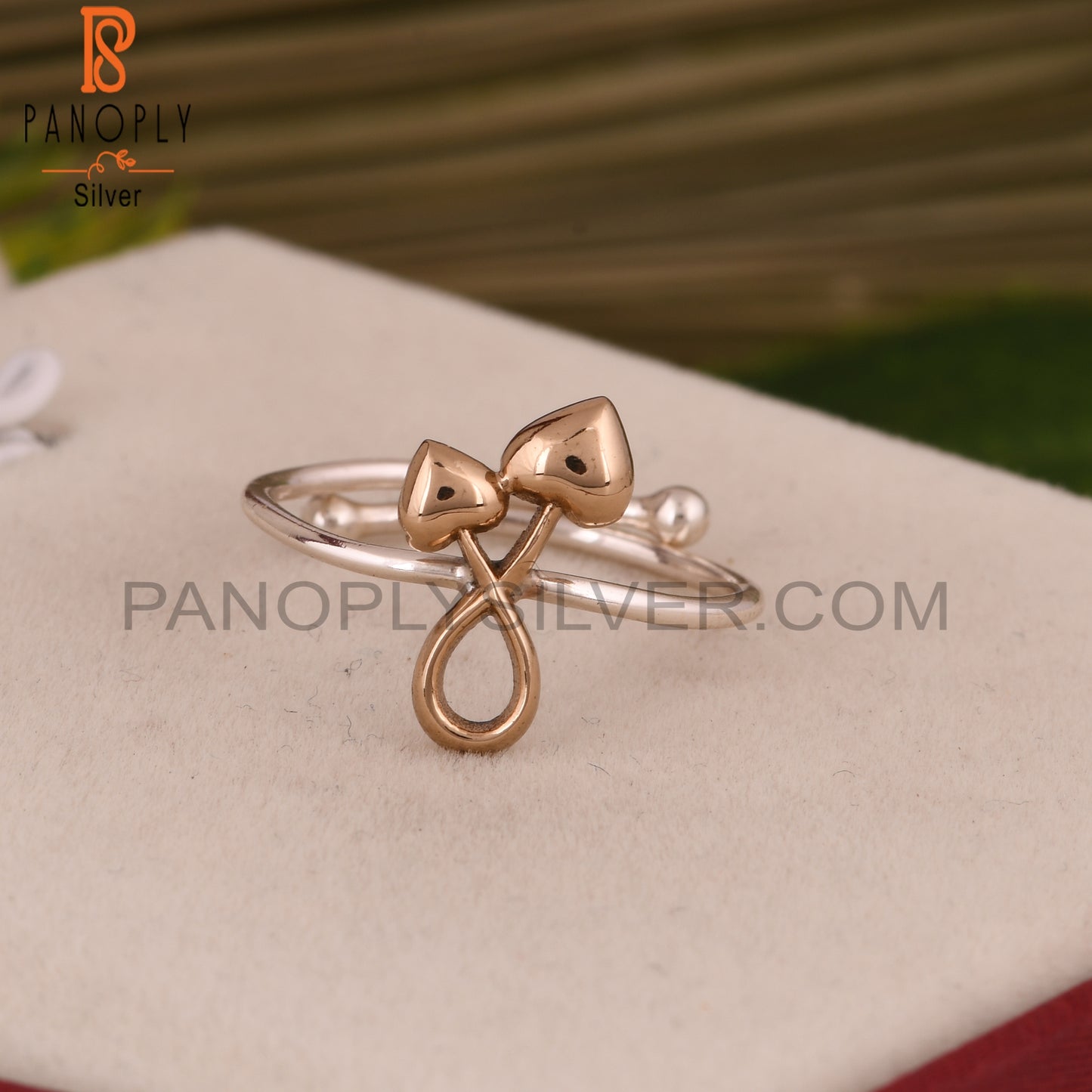Double Heart 925 Sterling Silver Adjustable Ring
