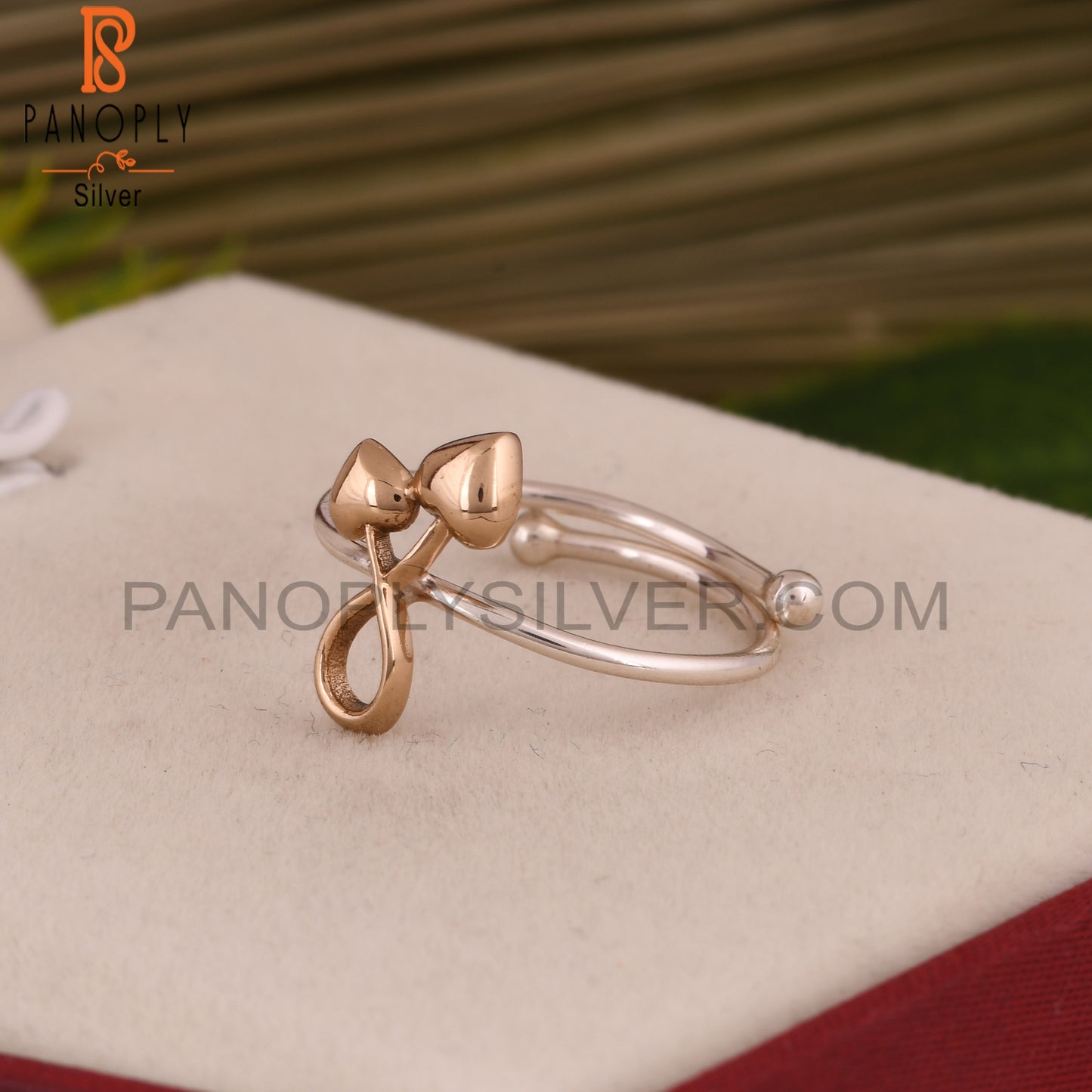 Double Heart 925 Sterling Silver Adjustable Ring