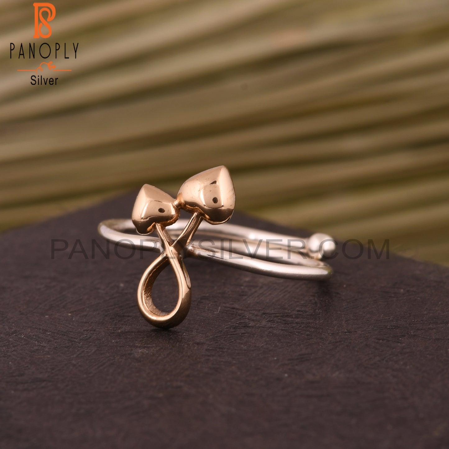 Double Heart 925 Sterling Silver Adjustable Ring
