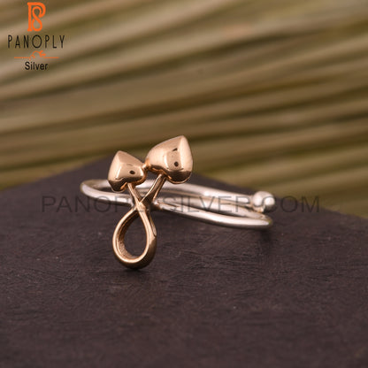 Double Heart 925 Sterling Silver Adjustable Ring