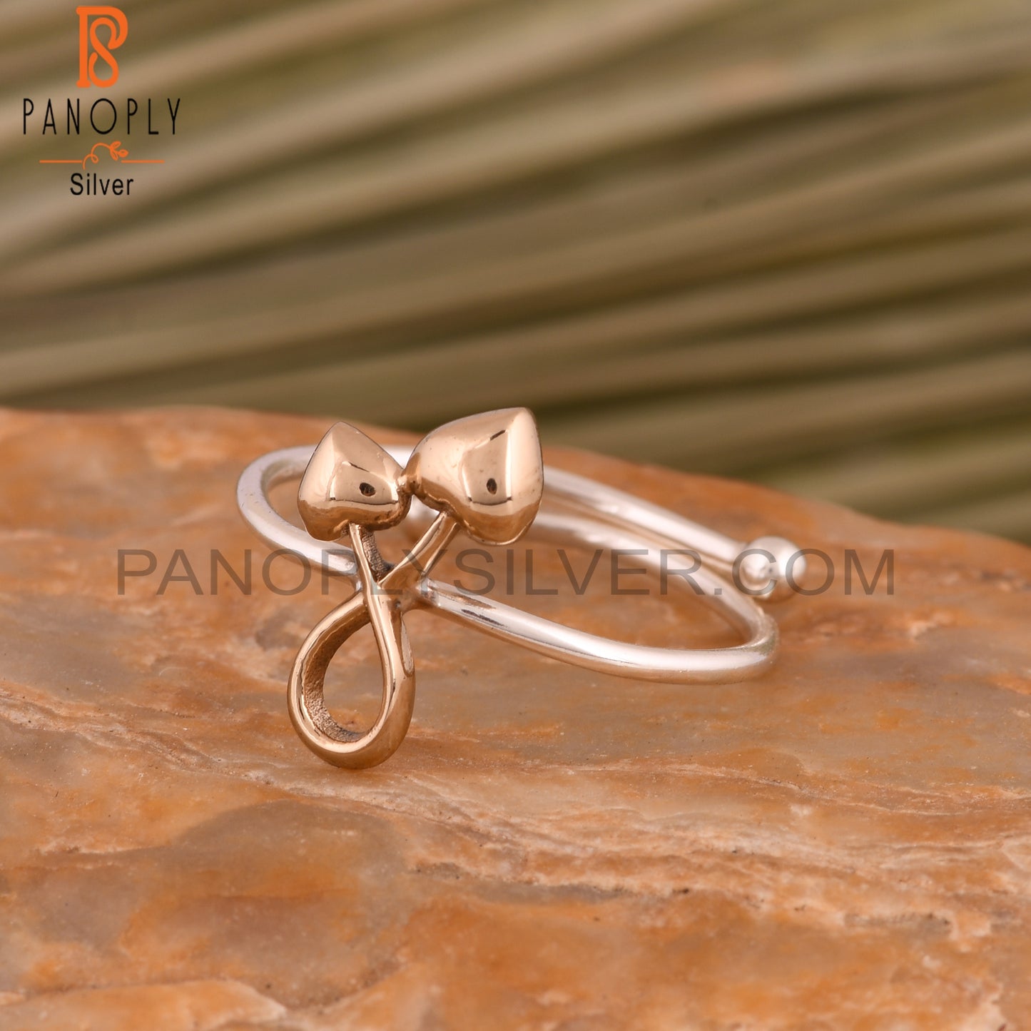 Double Heart 925 Sterling Silver Adjustable Ring