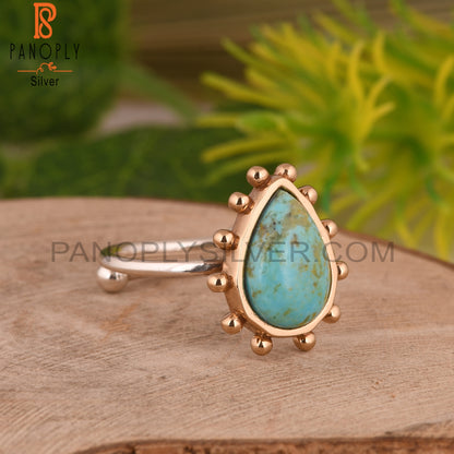 Kingman Turquoise Pear Shape Sterling Silver Ring