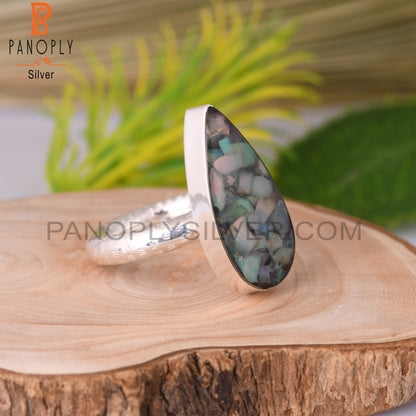 Ethiopian Opal Pear Shape Sterling Silver Ring