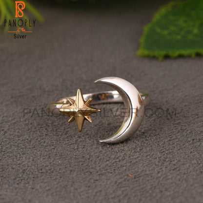 Star Moon Shape 925 Sterling Silver Ring