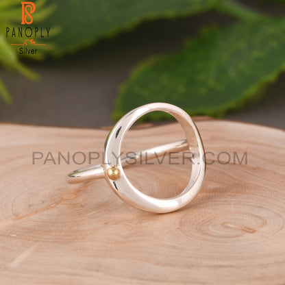 Handmade 925 Sterling Silver Gold Dot Ring