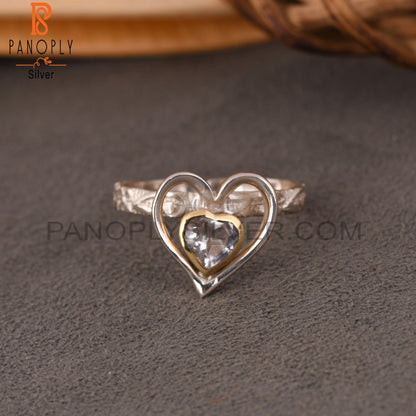 Crystal Quartz Heart 925 Sterling Silver Ring