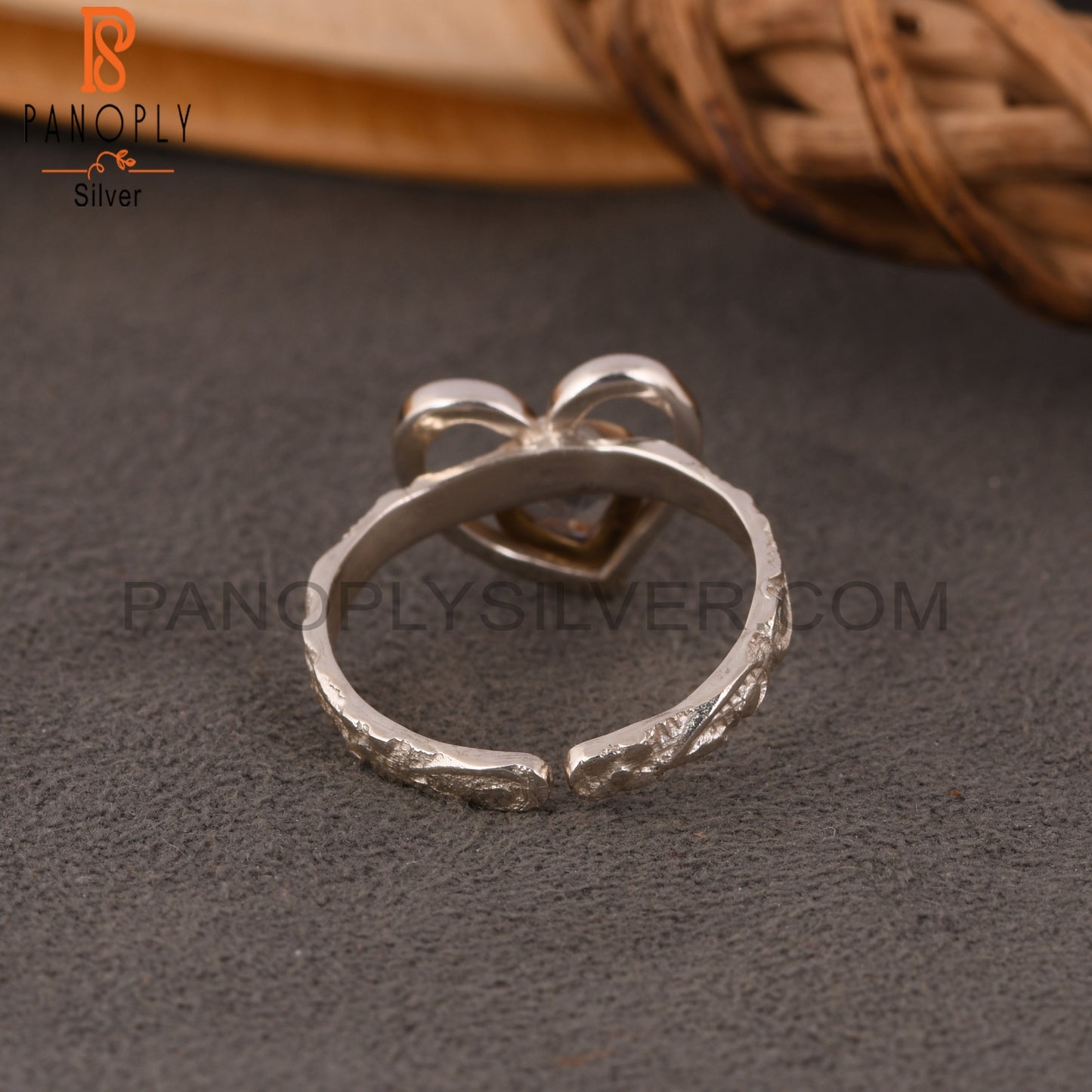 Crystal Quartz Heart 925 Sterling Silver Ring