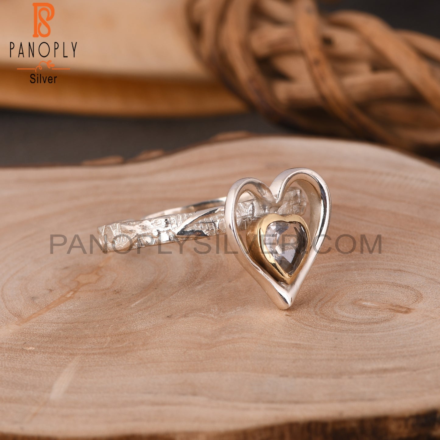 Crystal Quartz Heart 925 Sterling Silver Ring