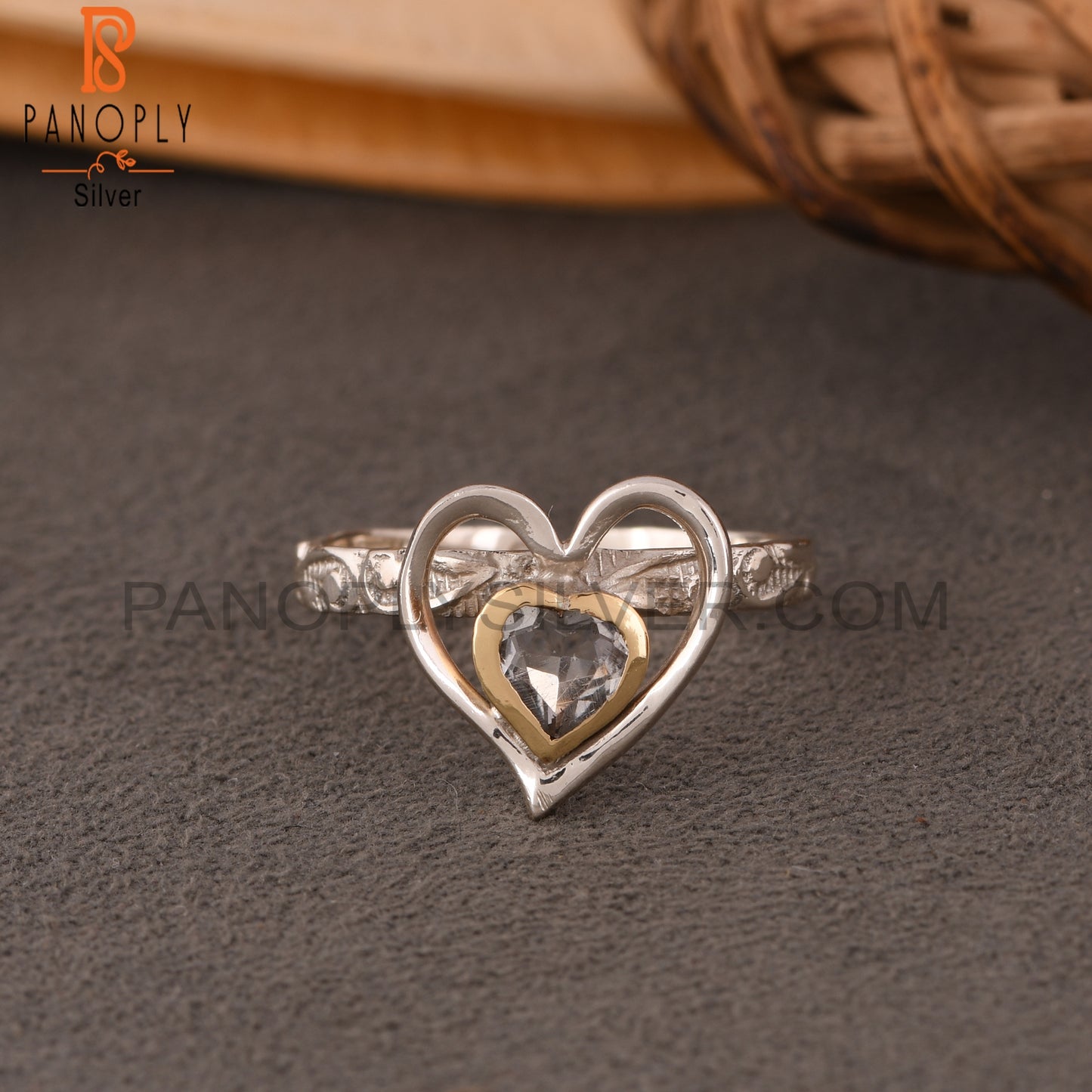 Green Amethyst Heart Shape 925 Sterling Silver Ring
