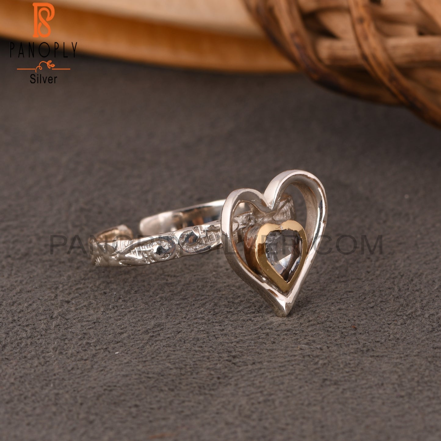 Green Amethyst Heart Shape 925 Sterling Silver Ring