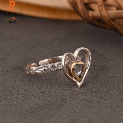 Green Amethyst Heart Shape 925 Sterling Silver Ring
