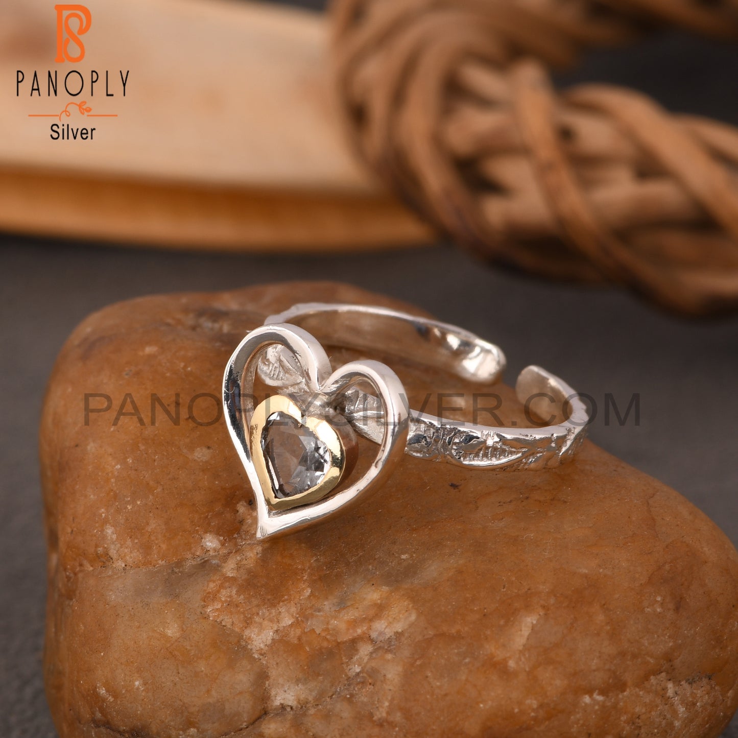 Green Amethyst Heart Shape 925 Sterling Silver Ring