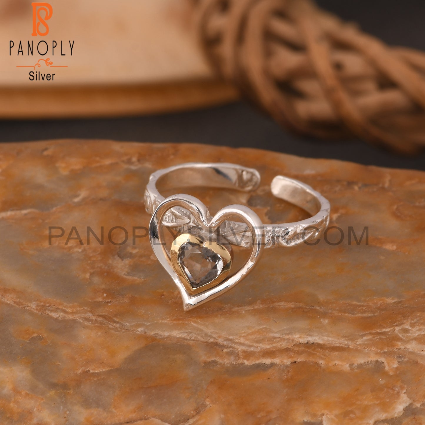 Green Amethyst Heart Shape 925 Sterling Silver Ring
