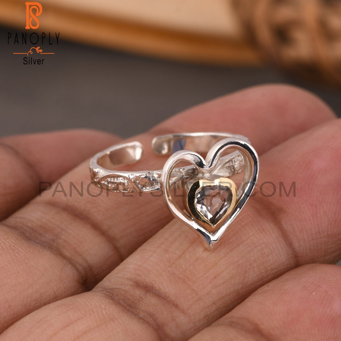Green Amethyst Heart Shape 925 Sterling Silver Ring