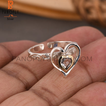 Green Amethyst Heart Shape 925 Sterling Silver Ring