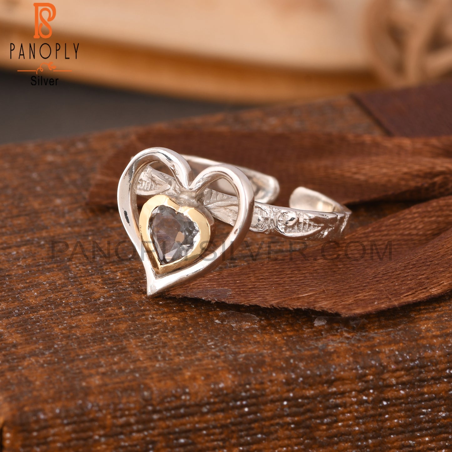 Green Amethyst Heart Shape 925 Sterling Silver Ring