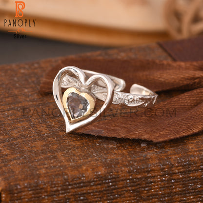 Green Amethyst Heart Shape 925 Sterling Silver Ring