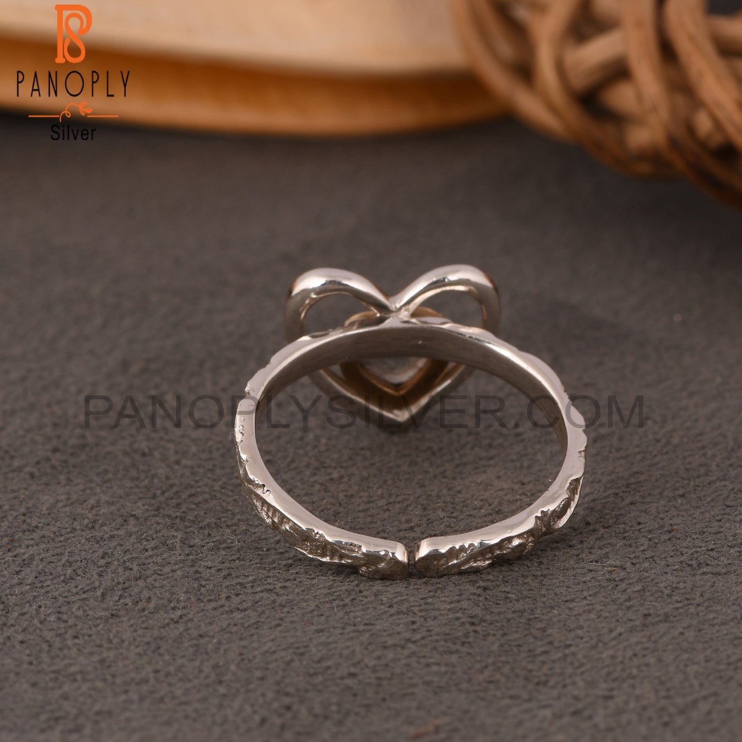 Labradorite Heart 925 Sterling Silver Ring